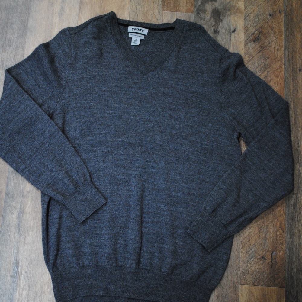 DKNY Merino Wool Blend Sweater, Men's M, Gray